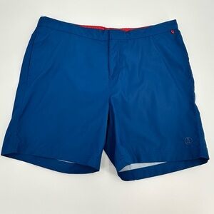 Lands’ End Men’s Blue/Red Lined 7” Swim Shorts
Pockets Drawstring Nylon Size 42